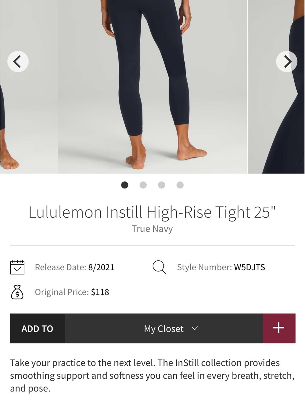 lululemon athletica InStill High-Rise Tight 25" - True Navy